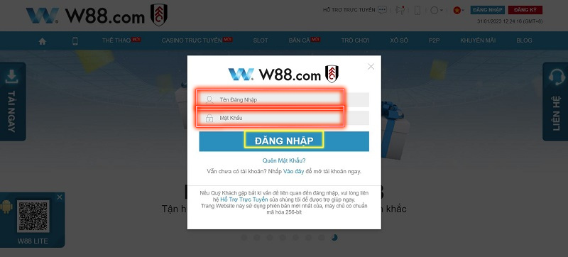 đăng nhập w88club